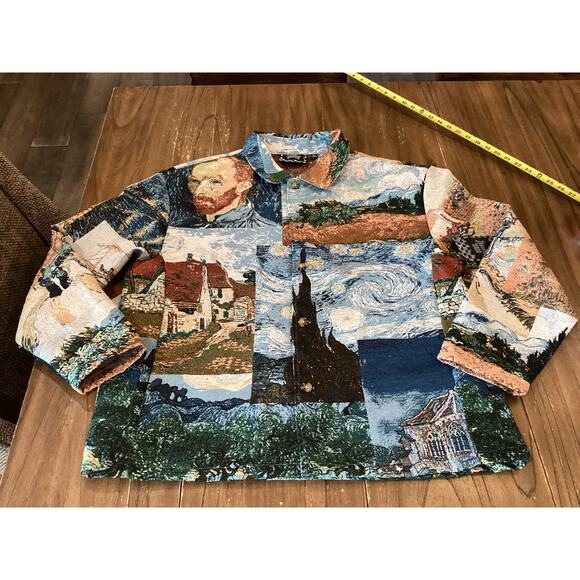 Rebel Vengeance Vincent Van Gogh Starry Night Portrait Tapestry Jacket Shacket L - Picture 1 of 11
